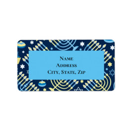 Hanukkah Menorah Dove Star Adressetikett