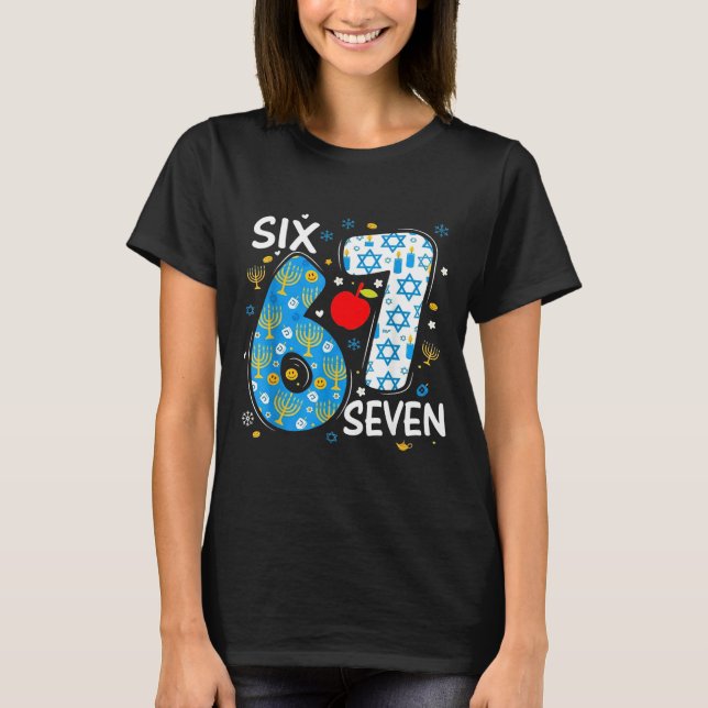 Hanukkah Menorah Dreidel 67 Festive Chanukah Six S T Shirt (Framsida)