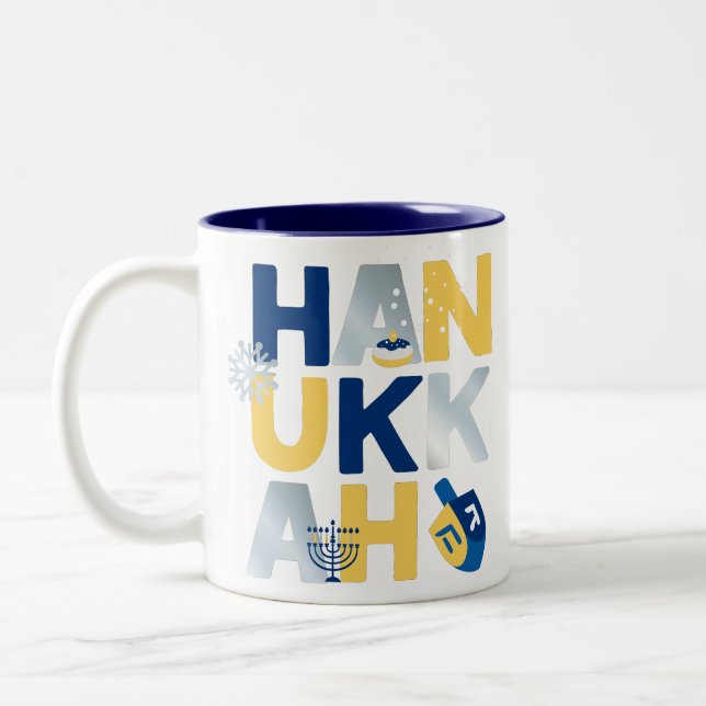 HANUKKAH Menorah Dreidel Coffee Mugg (Vänster)