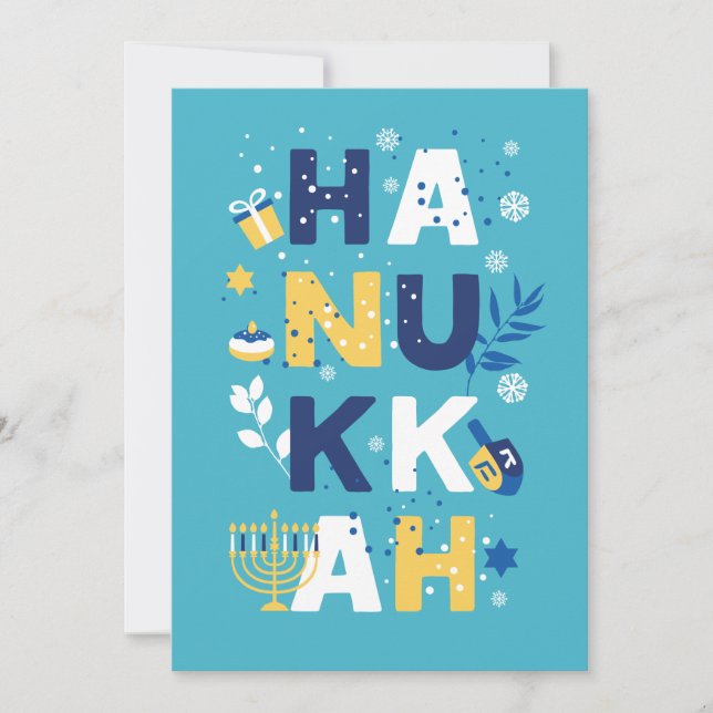 HANUKKAH Menorah Dreidel Greeting Card (Framsida)