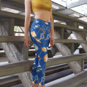 Hanukkah Menorah Dreidel Watercolor Guld Leggings