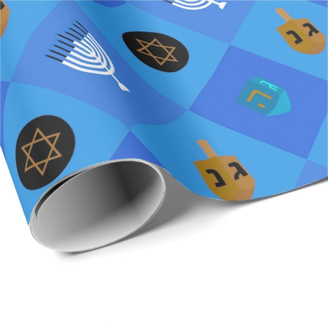 Hanukkah Menorah Dreidels stjärna Presentpapper (Rullad Hörn)