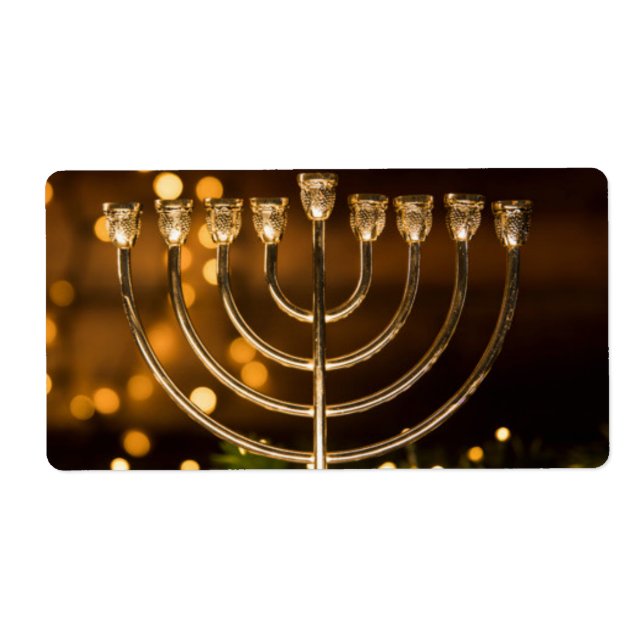 Hanukkah Menorah-etikett Fraktsedel (Framsidan)