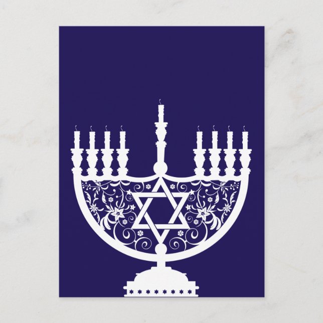 Hanukkah Menorah Helg Vykort (Framsida)