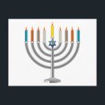 Hanukkah menorah helg vykort<br><div class="desc">Hanukkah menorah. klocka på orangen "Anpassa den" om du vill anpassa mallen genom att ändra färg i bakgrunden,  om du vill. Anpassa genom att som önskat lägga till personlig text i namn,  initialer eller Hanukkah hälsning</div>