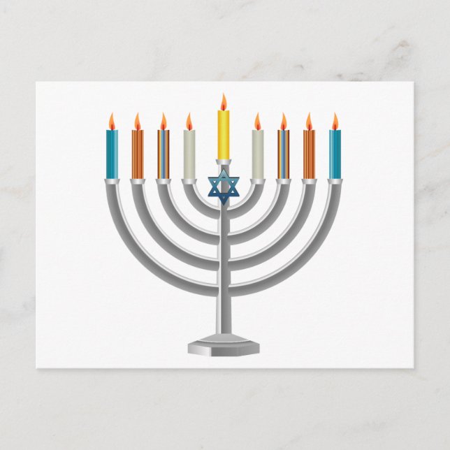 Hanukkah menorah helg vykort (Framsida)