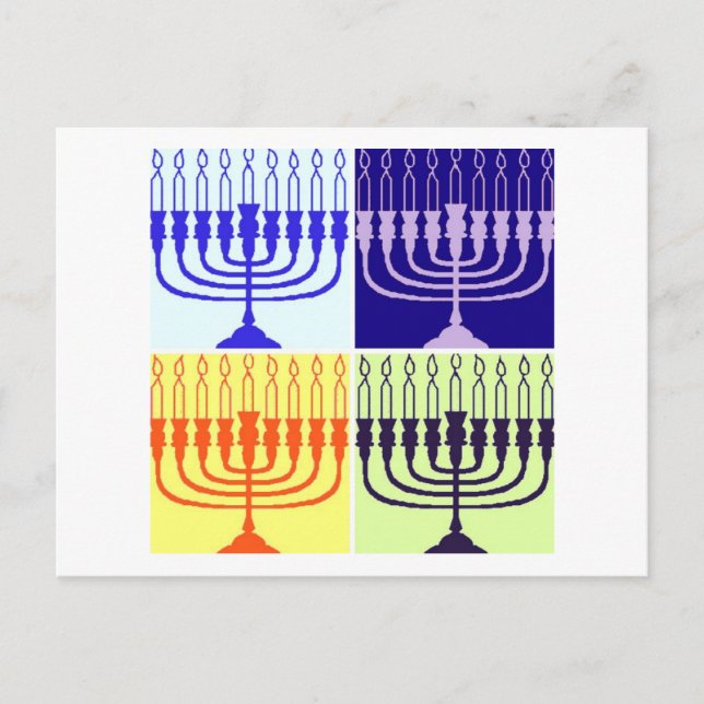 Hanukkah Menorah Helg Vykort (Framsida)