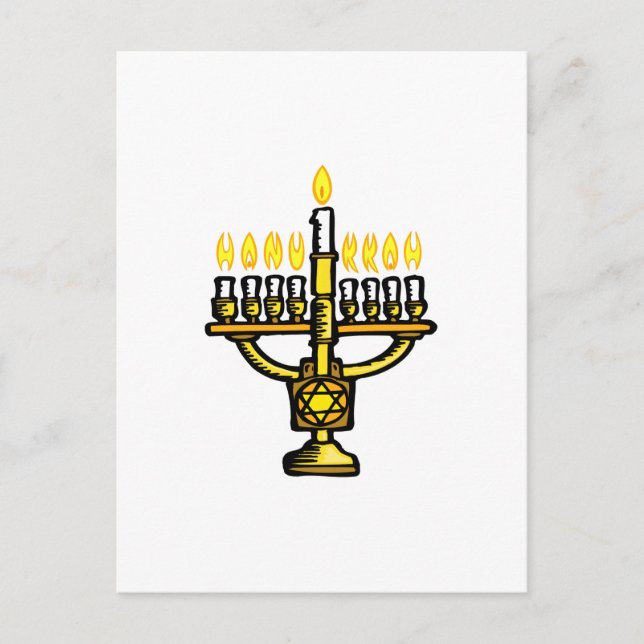 Hanukkah Menorah Helg Vykort (Framsida)