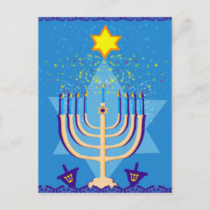 hanukkah menorah helg vykort