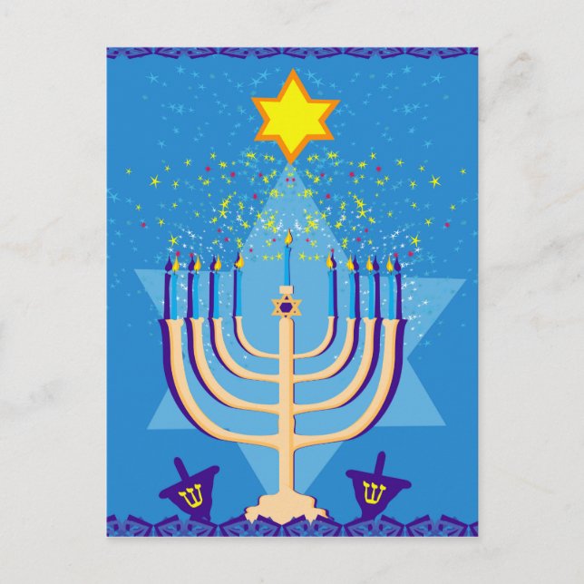 hanukkah menorah helg vykort (Framsida)