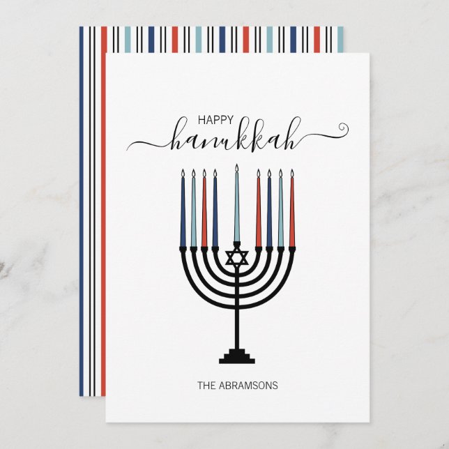 Hanukkah Menorah Helgdag Card Julkort (Fram/baksida)