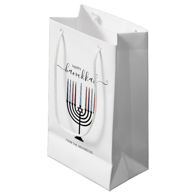 Hanukkah Menorah Helgdag Gift Bag (Framsidan Vinklad)