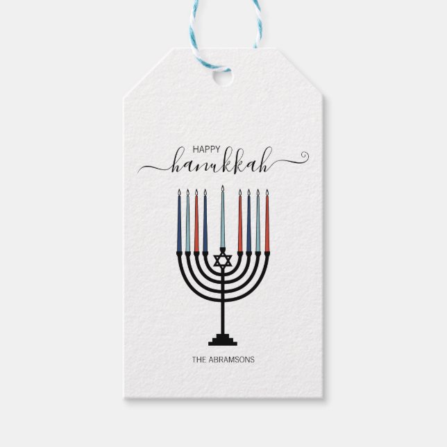 Hanukkah Menorah Helgdag Gift Märkre Presentetikett (Framsidan)