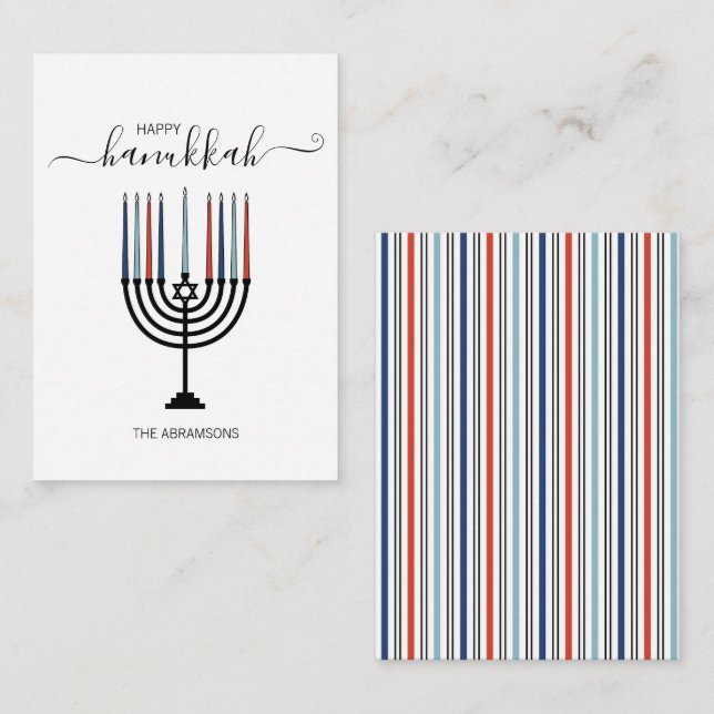 Hanukkah Menorah Helgdag Mini Note Card Anteckningskort (Fram/baksida)