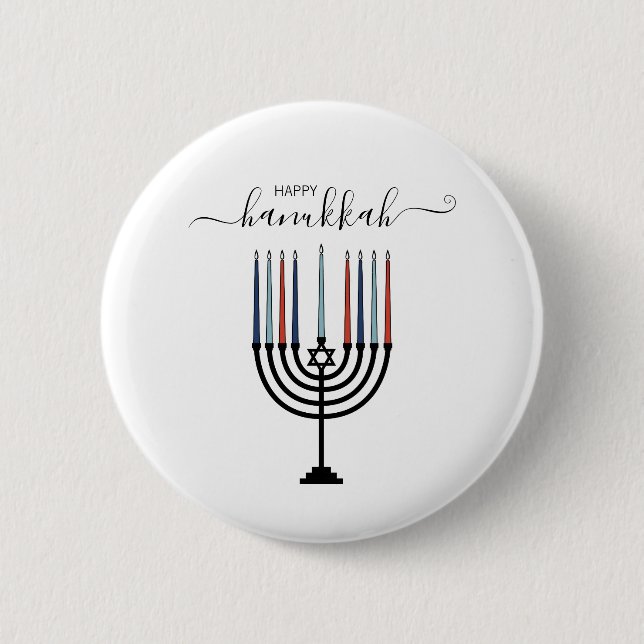 Hanukkah Menorah Helgdag Pinback Button Knapp (Framsida)
