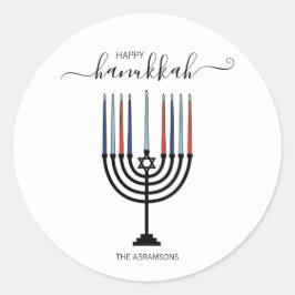 Hanukkah Menorah Helgdag Sticker Runt Klistermärke