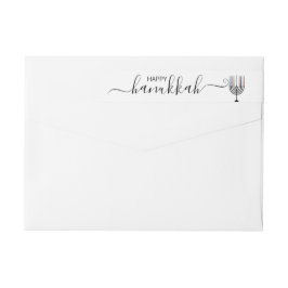 Hanukkah Menorah Helgdag Wraparound Address Label Etikettband