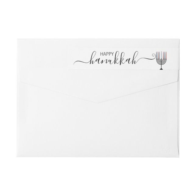 Hanukkah Menorah Helgdag Wraparound Address Label Etikettband (Baksidan)