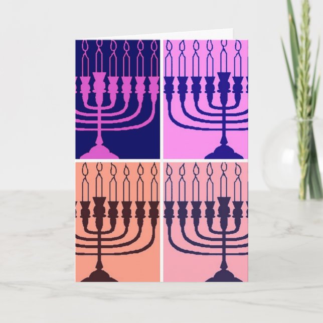 Hanukkah Menorah Helgkort (Framsida)