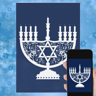 Hanukkah Menorah Helgkort