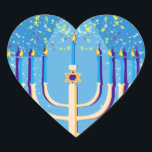 hanukkah menorah hjärtformat klistermärke<br><div class="desc">"hanukah menorah ", "lycklig hanukkah", menorah, "david-stjärna" , "chanukah jewant", Hanukkah, "jewant helgdagars"chanukah,  hannukah, chanukkah kanaluka, kanukah,  chanukah, hannuka, hebrew, jew,  , judaj,  , juaja,  ism, menora, judaica</div>