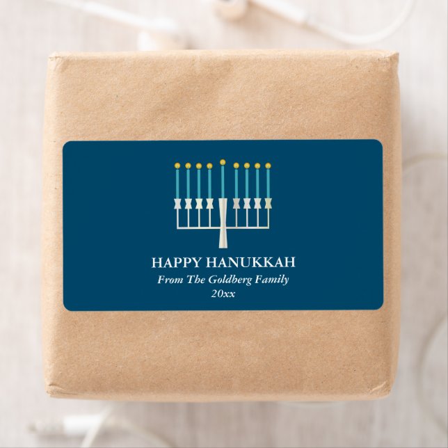 Hanukkah Menorah i blå Personlig Fraktsedel (Insitu)