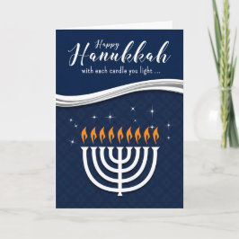 Hanukkah Menorah i Blue and White Modern Theme Helgkort