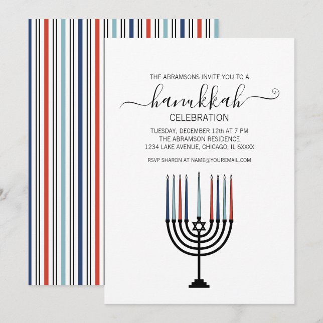 Hanukkah Menorah-inbjudan till Julfest Inbjudningar (Fram/baksida)