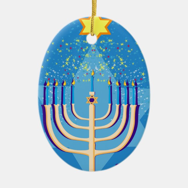hanukkah menorah julgransprydnad keramik (Framsidan)