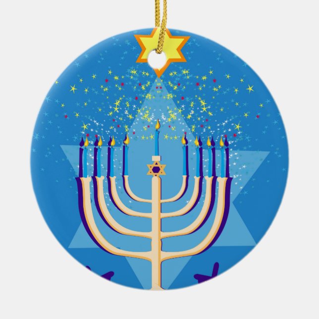 hanukkah menorah julgransprydnad keramik (Framsidan)