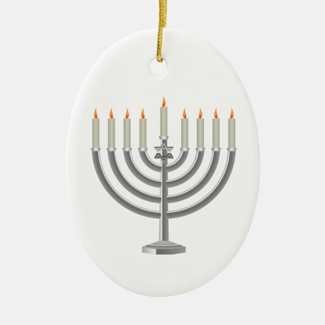 Hanukkah menorah julgransprydnad keramik (Framsidan)