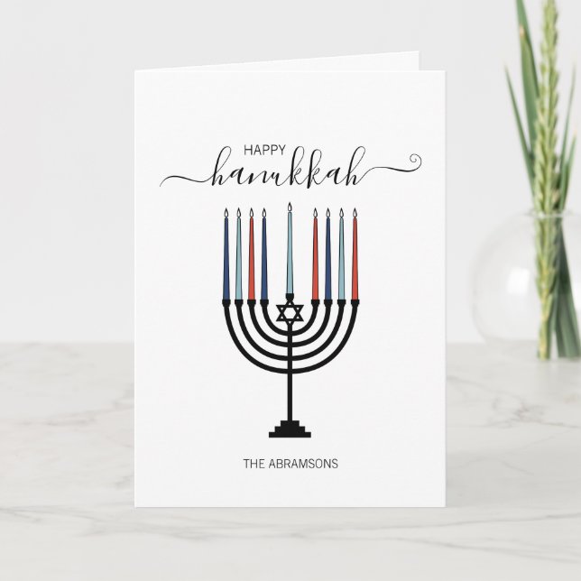 Hanukkah Menorah Julhälsningar kort (Framsida)