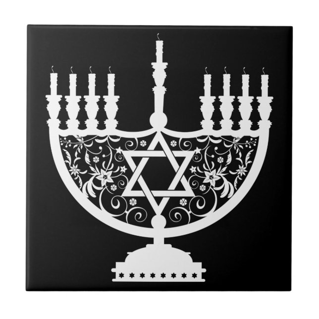 Hanukkah Menorah Kakelplatta (Framsidan)