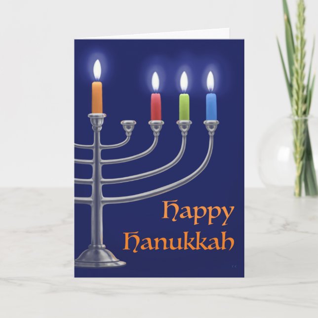 "Hanukkah Menorah." Kort för hälsning (Framsida)