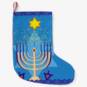 hanukkah menorah-lagring liten julstrumpa