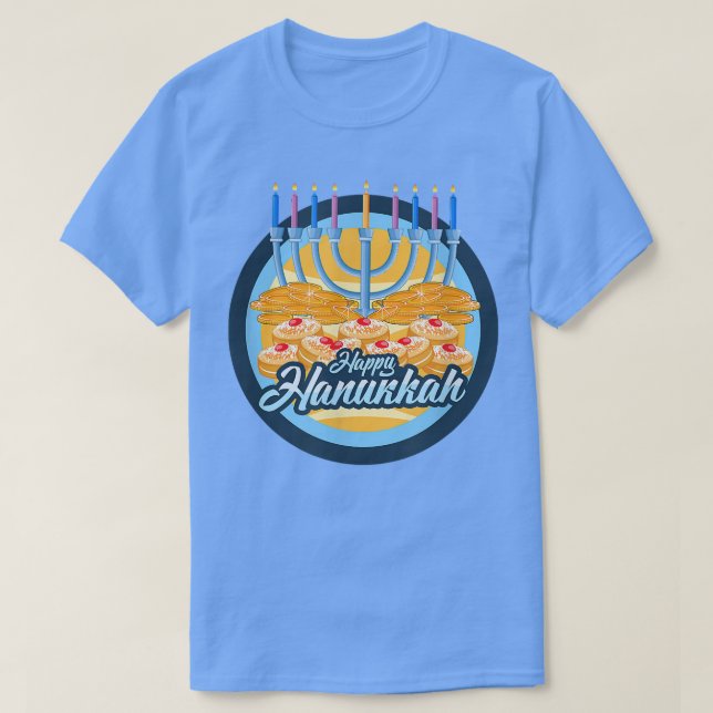 Hanukkah Menorah Latkes Doughnuts  T Shirt (Design framsida)