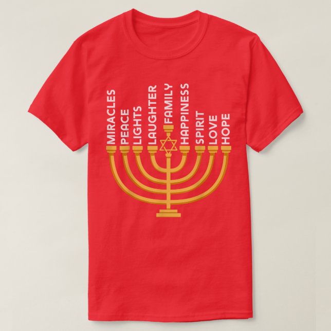 Hanukkah Menorah Light Jewish Andlig Kärlek Famil T Shirt (Design framsida)