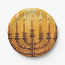Hanukkah Menorah Lights Paper Plate