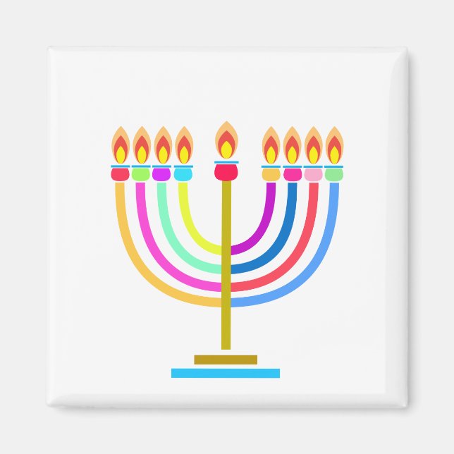 Hanukkah Menorah Ljus Helgdag symbol Magnet (Framsidan)