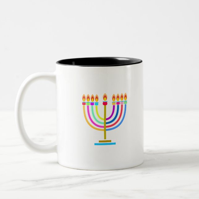 Hanukkah Menorah Ljus Helgdag symbol Två-Tonad Mugg (Vänster)