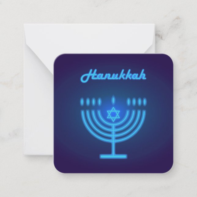Hanukkah-menorah Ljusstak Festivaldekoration Anteckningskort (Framsida)