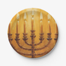 Hanukkah Menorah Ljusstake Pappers Tallrik