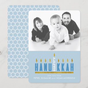 Hanukkah Menorah Lycklig Hanukkah 1-fotokort Inbjudningar