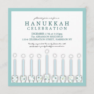 Hanukkah Menorah med Candles i Polka Dot Inbjudningar