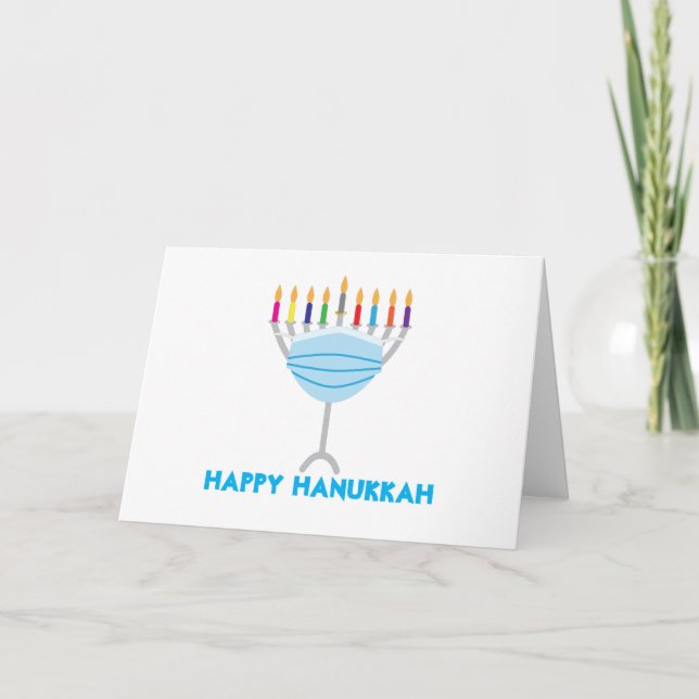 Hanukkah Menorah med masken ansikte Kort (Framsida)