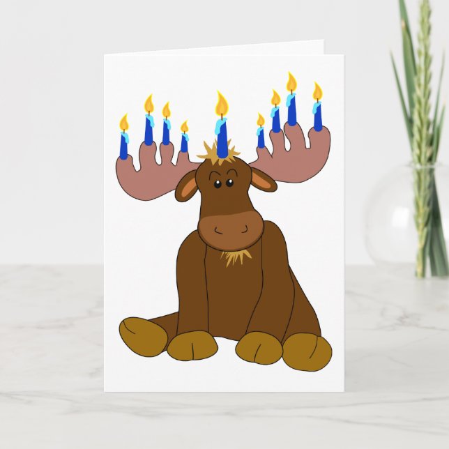 Hanukkah Menorah Moose Card Helgkort (Framsida)