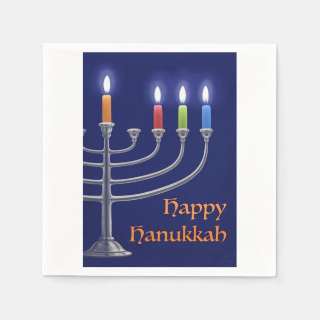 "Hanukkah Menorah." Napkins Pappersservett (Framsidan)