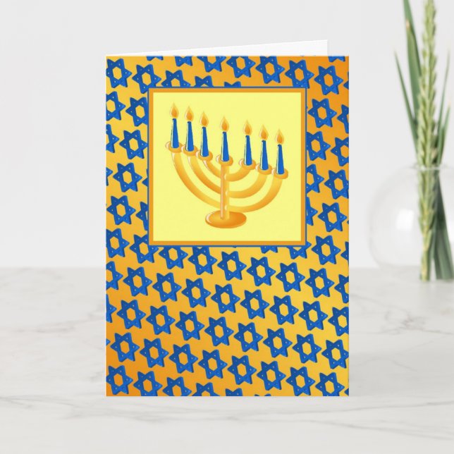 Hanukkah Menorah och David Card-stjärnan Helgkort (Framsida)