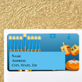 Hanukkah Menorah och Dreidels Adressetikett