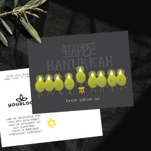 Hanukkah Menorah Olife Mörk Grått Company Logoty Vykort